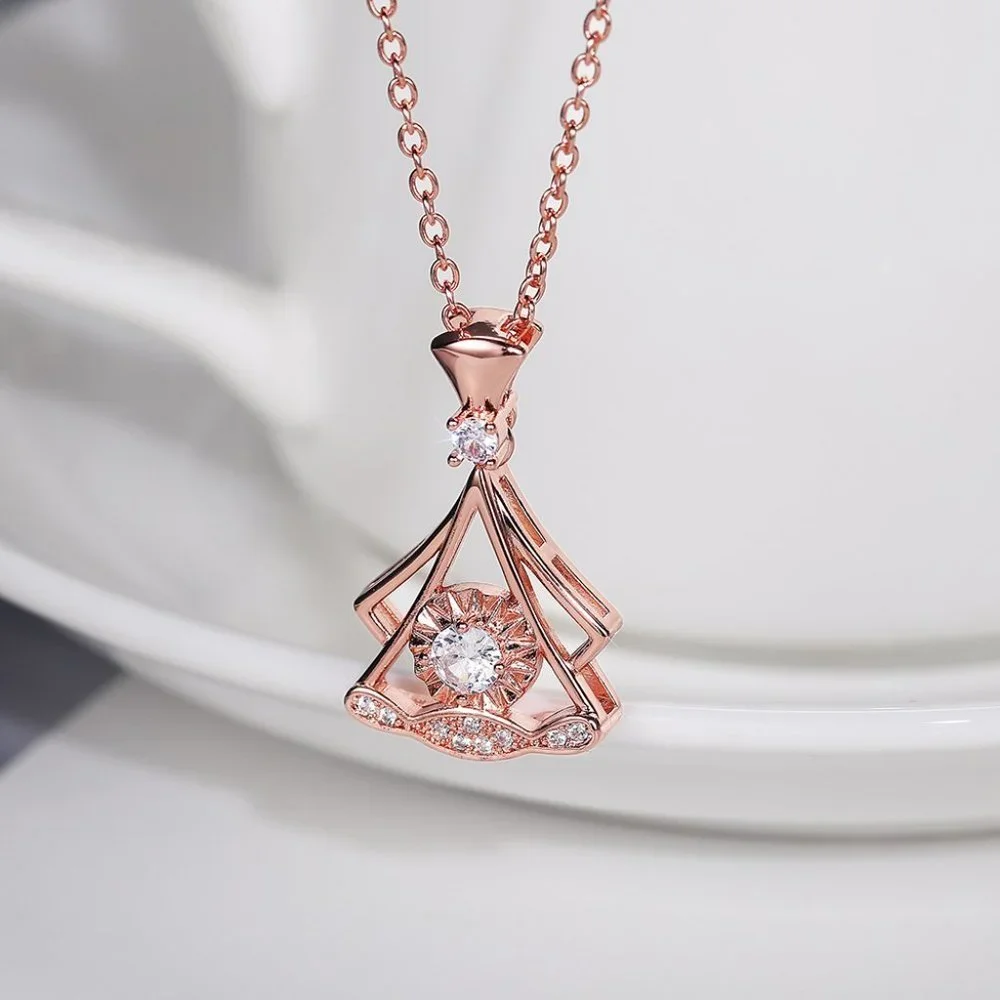 💥Shiny Unique Shape Rose Gold Plated Necklace for Women, MARR9003